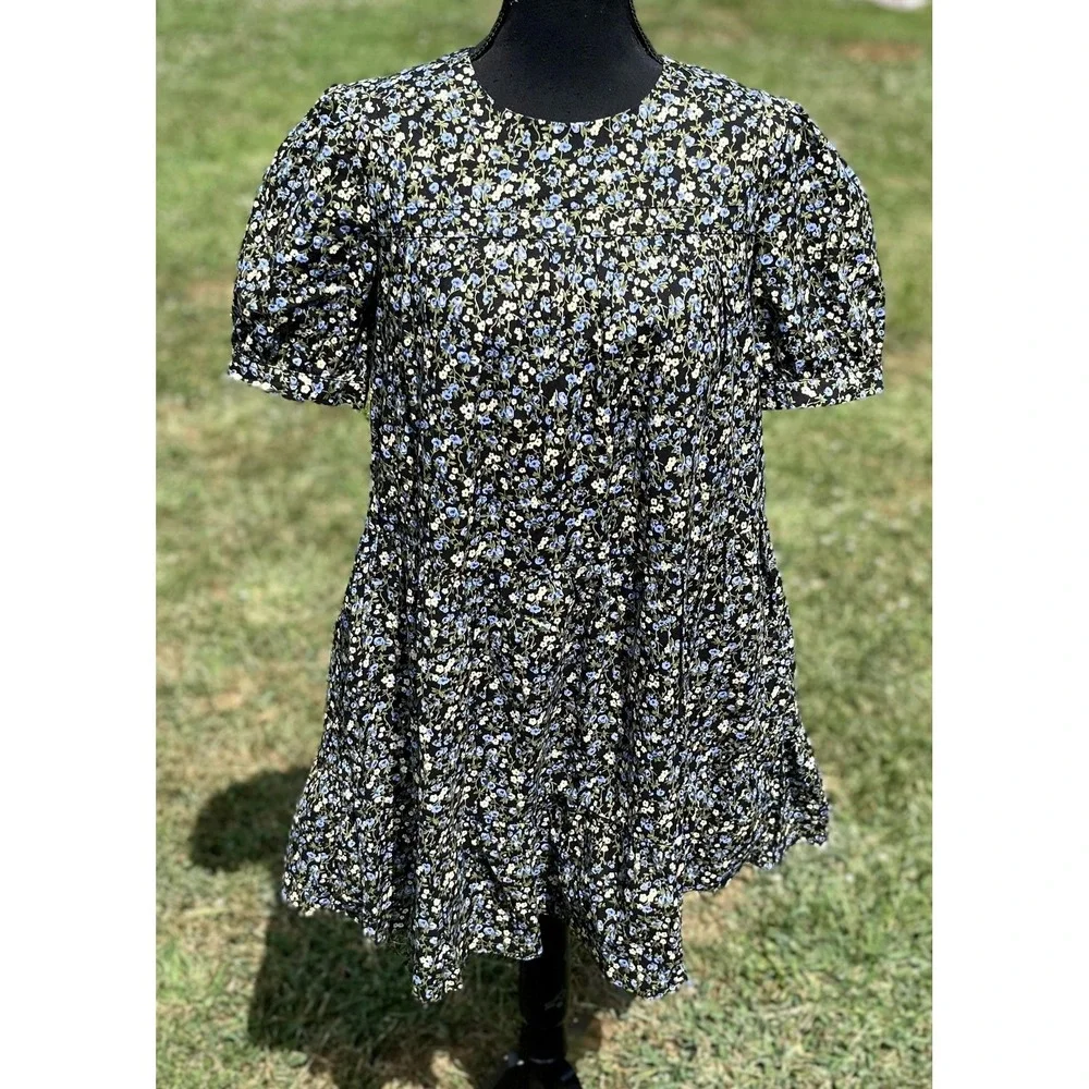 Hyacinth House Tuckernuck‎ Floral Puff Sleeve Mini Dress XS Cottagecore